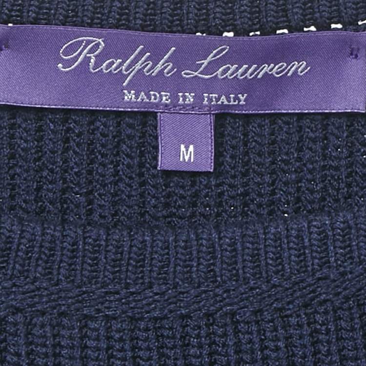 مملوكة مسبقًا Ralph Lauren Purple Label Navy Blue Silk Knit Jumper M
