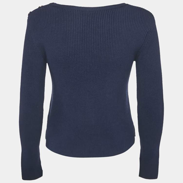 مملوكة مسبقًا Ralph Lauren Purple Label Navy Blue Silk Knit Jumper M