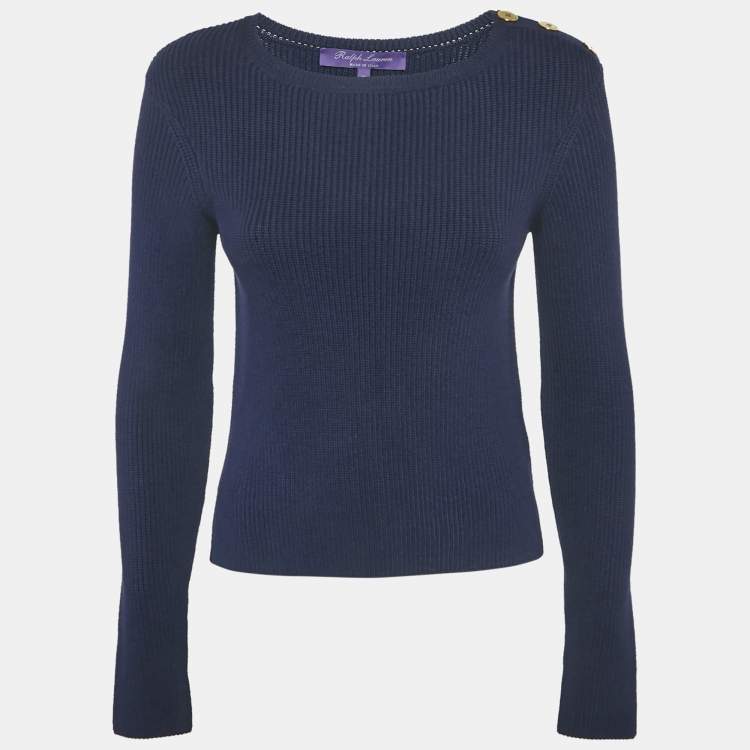 مملوكة مسبقًا Ralph Lauren Purple Label Navy Blue Silk Knit Jumper M