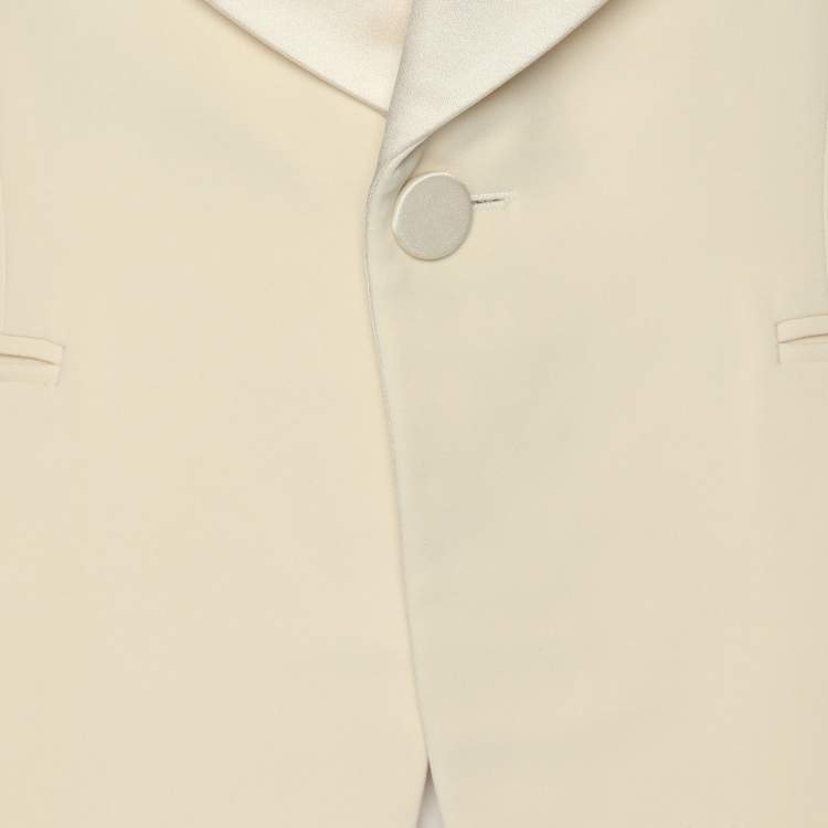 Pre Owned Ralph Lauren Purple Label Beige Silk Single Breasted Tuxedo Blazer S
