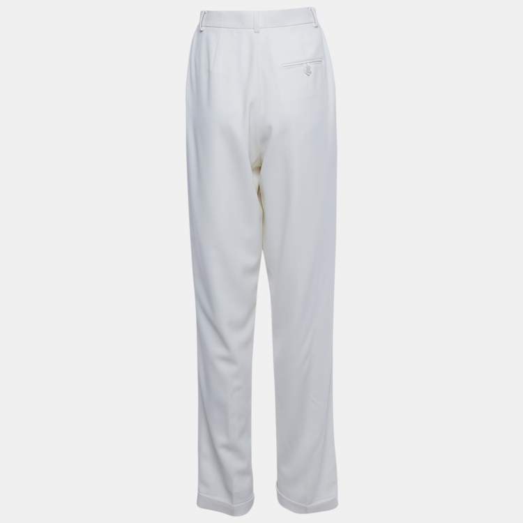 Pre Owned بنطلون رالف لورين بنفسجي حرير أبيض فورمال مقاس صغير - سمول