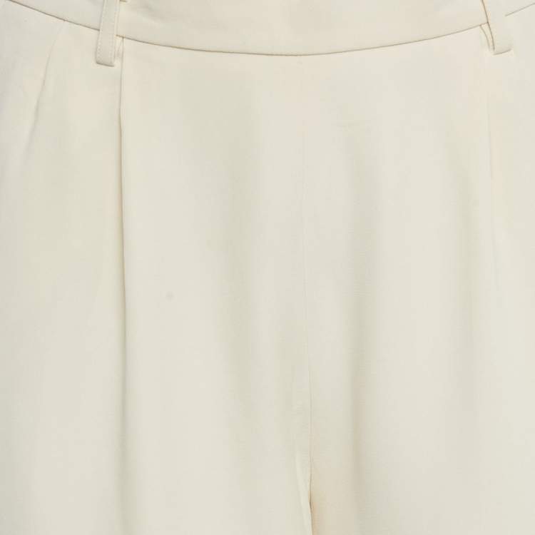 Pre Owned Ralph Lauren Purple Label Beige Silk Formal Trousers S