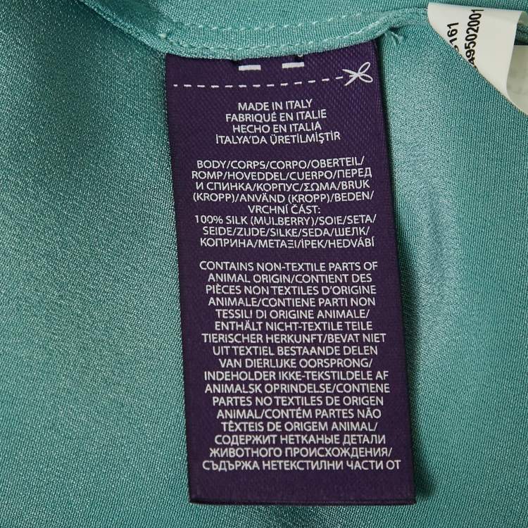 Pre Owned Ralph Lauren Purple Label Blue Silk Shirt Midi Dress S