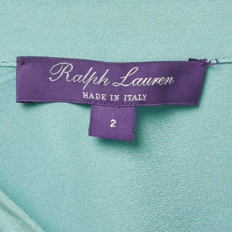 Pre Owned Ralph Lauren Purple Label Blue Silk Shirt Midi Dress S