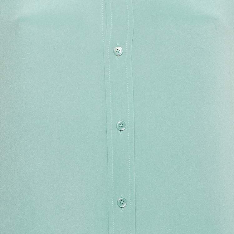 Pre Owned Ralph Lauren Purple Label Blue Silk Shirt Midi Dress S