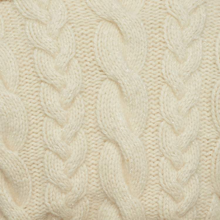 Pre Owned Ralph Lauren Collection Cream Cashmere Belt Front Cardigan S