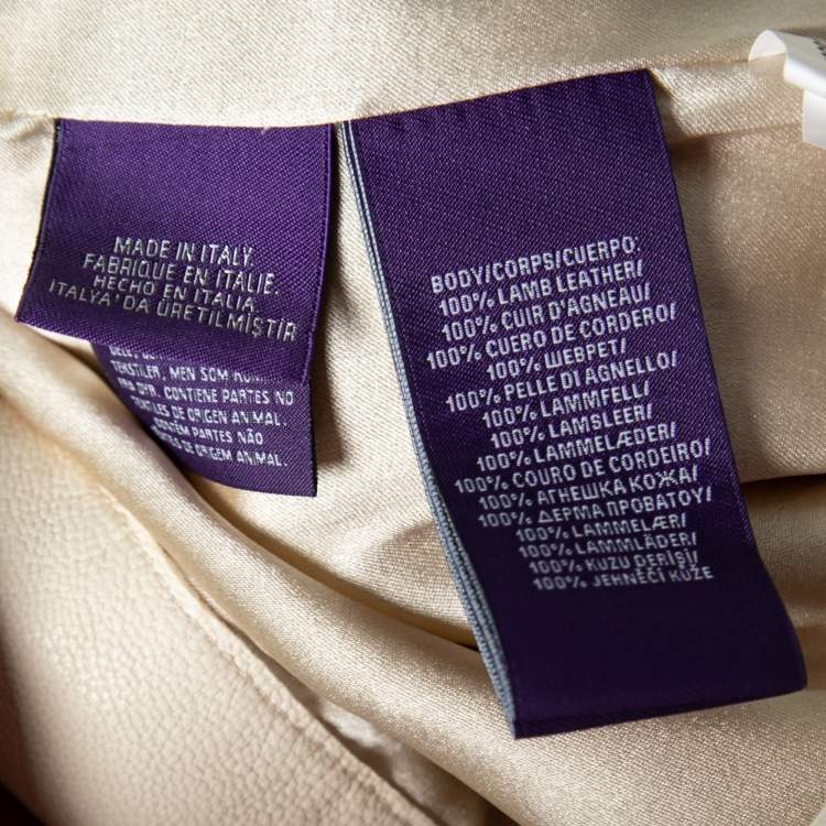 Pre Owned Ralph Lauren Purple Label Cream Leather Pants M