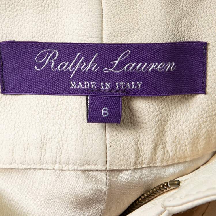 Pre Owned Ralph Lauren Purple Label Cream Leather Pants M