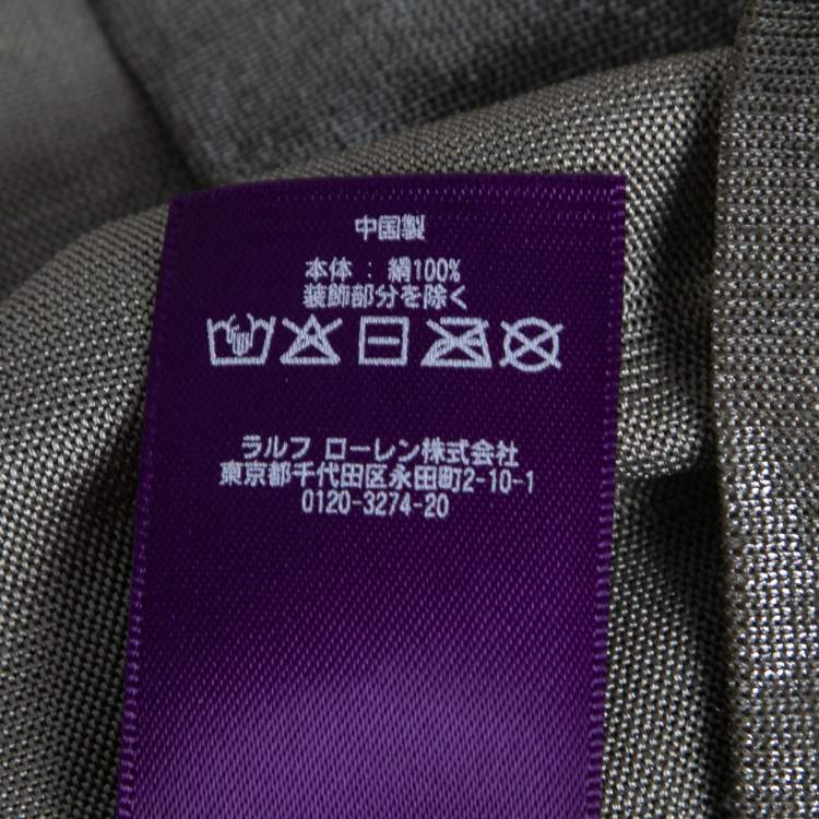 Pre Owned Ralph Lauren Purple Label Silver Metallic Silk-Knit Polo T-Shirt M