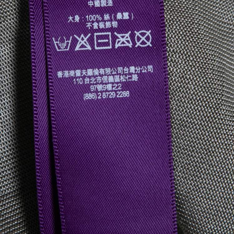 Pre Owned Ralph Lauren Purple Label Silver Metallic Silk-Knit Polo T-Shirt M