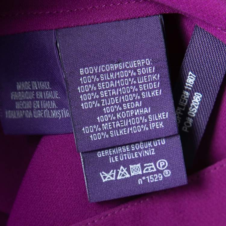 مملوكة مسبقًا Ralph Lauren Purple Label Purple Silk Sleeveless Ruffle Detail Top M