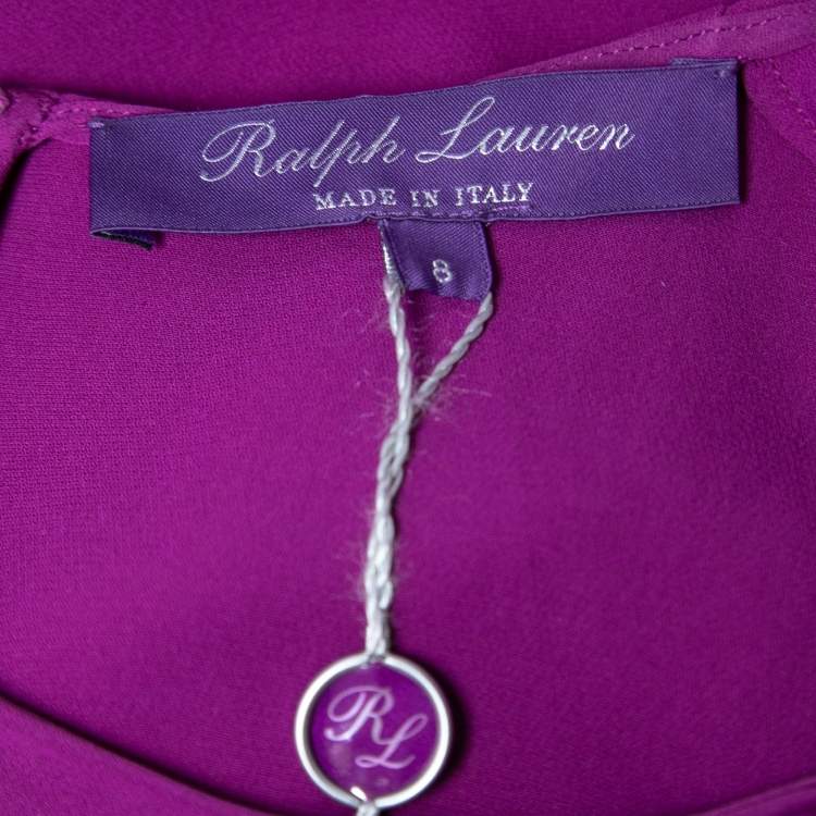 مملوكة مسبقًا Ralph Lauren Purple Label Purple Silk Sleeveless Ruffle Detail Top M