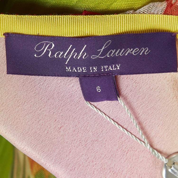 Pre Owned Ralph Lauren Purple Label Multicolor Floral Print Mesh Pleated Skirt M