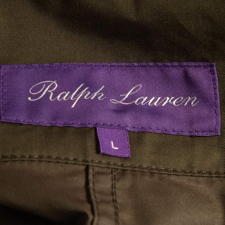 Pre Owned Ralph Lauren Purple Label Green Cotton Blend Windbreaker Jacket L