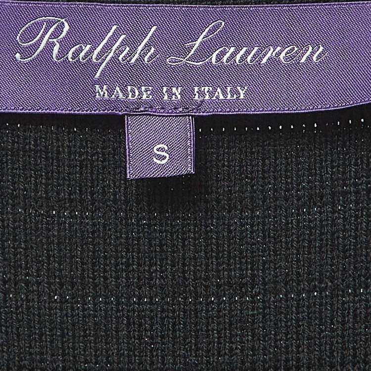Pre Owned Ralph Lauren Purple Label Black Stripe Knit Sleeveless Midi Dress S