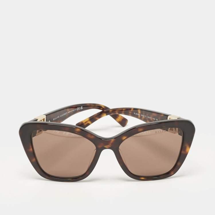 Pre Owned Ralph Lauren Tortoise Brown RL8216U Logo Cat Eye Sunglasses