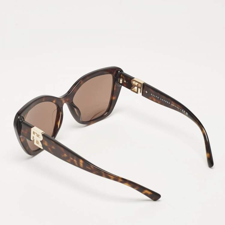 Pre Owned Ralph Lauren Tortoise Brown RL8216U Logo Cat Eye Sunglasses