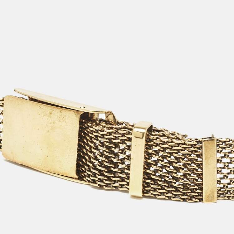 Pre Owned Ralph Lauren Gold Metal Mesh Buckle Belt 