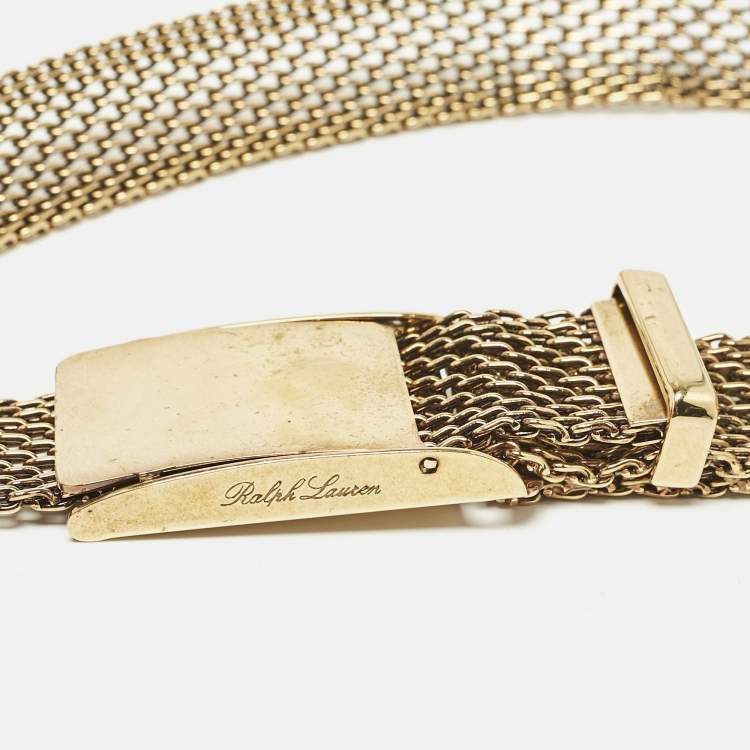 Pre Owned Ralph Lauren Gold Metal Mesh Buckle Belt 