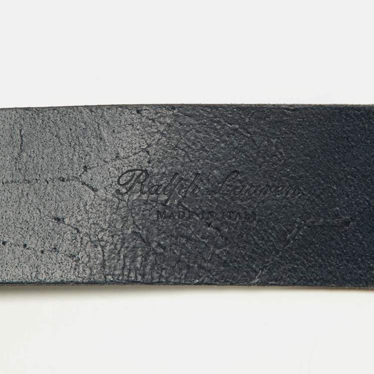 Pre Owned Ralph Lauren Navy Blue Leather Buckle Belt S