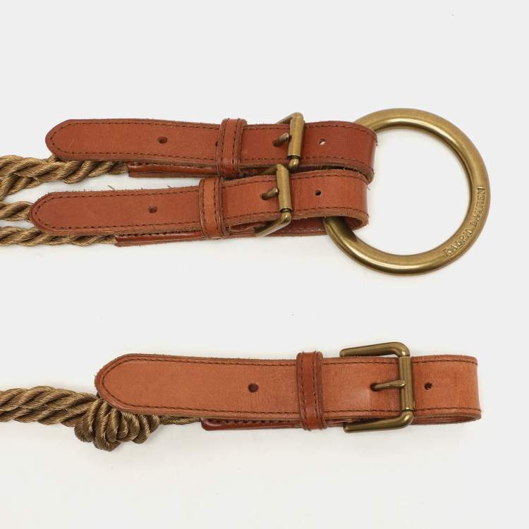 Pre Owned Ralph Lauren Brown Leather and Rope Braided Waist Belt M