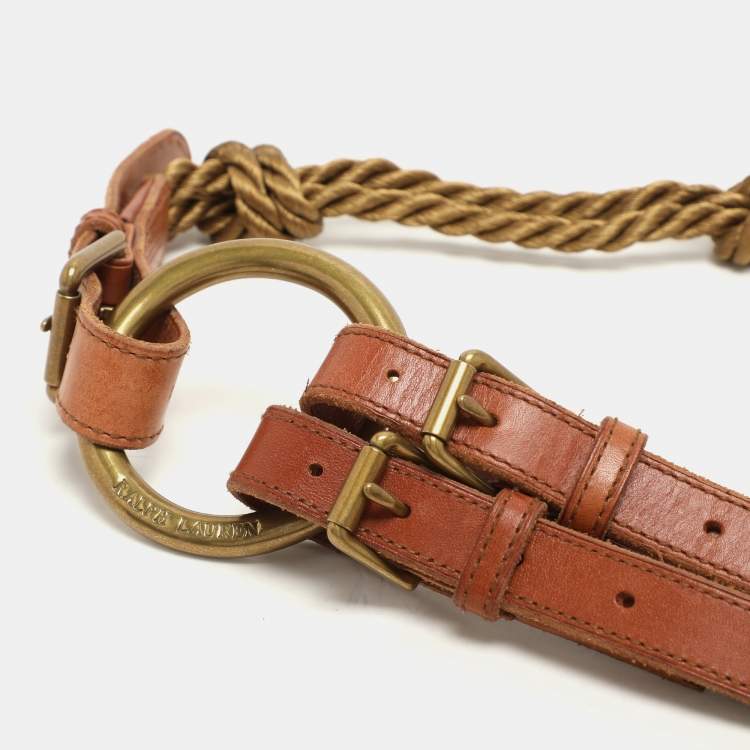 Pre Owned Ralph Lauren Brown Leather and Rope Braided Waist Belt M