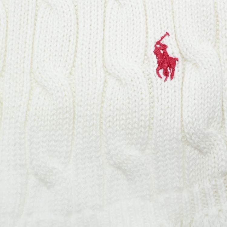Pre Owned Ralph Lauren White Cotton Cable Knit Muffler