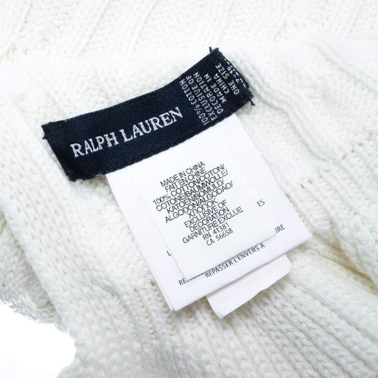 Pre Owned Ralph Lauren White Cotton Cable Knit Muffler