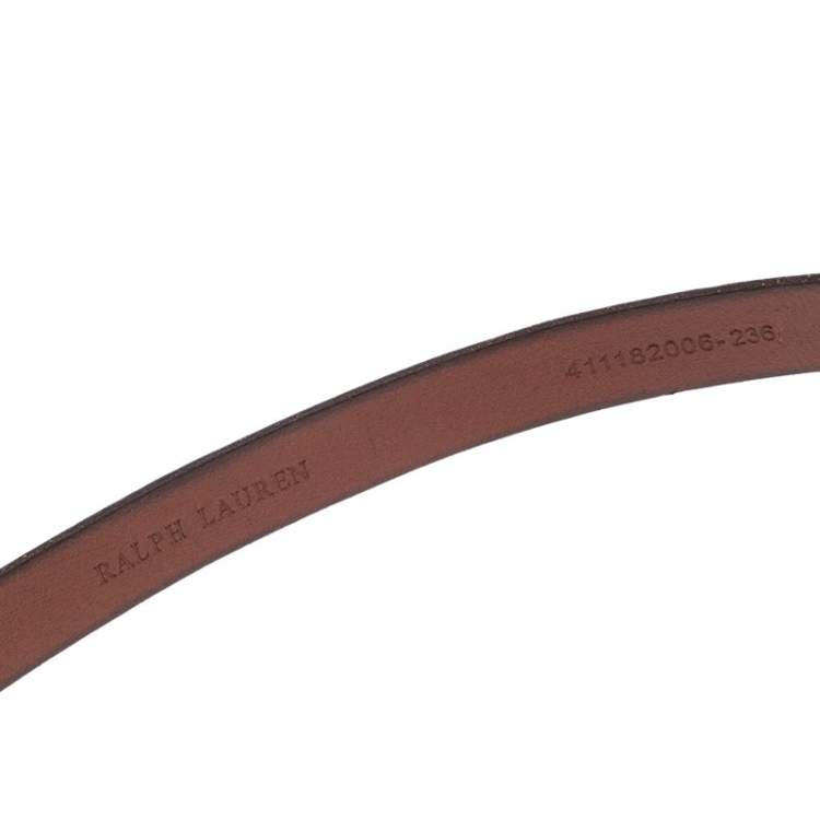 مملوكة مسبقًا Ralph Lauren Brown Leather Vachetta Stirrup Chain Belt