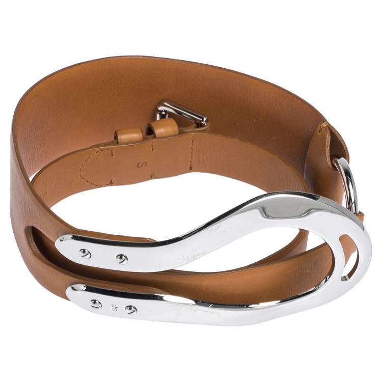 مملوكة مسبقًا Ralph Lauren Brown Leather Horseshoe Buckle Waist Belt 95CM