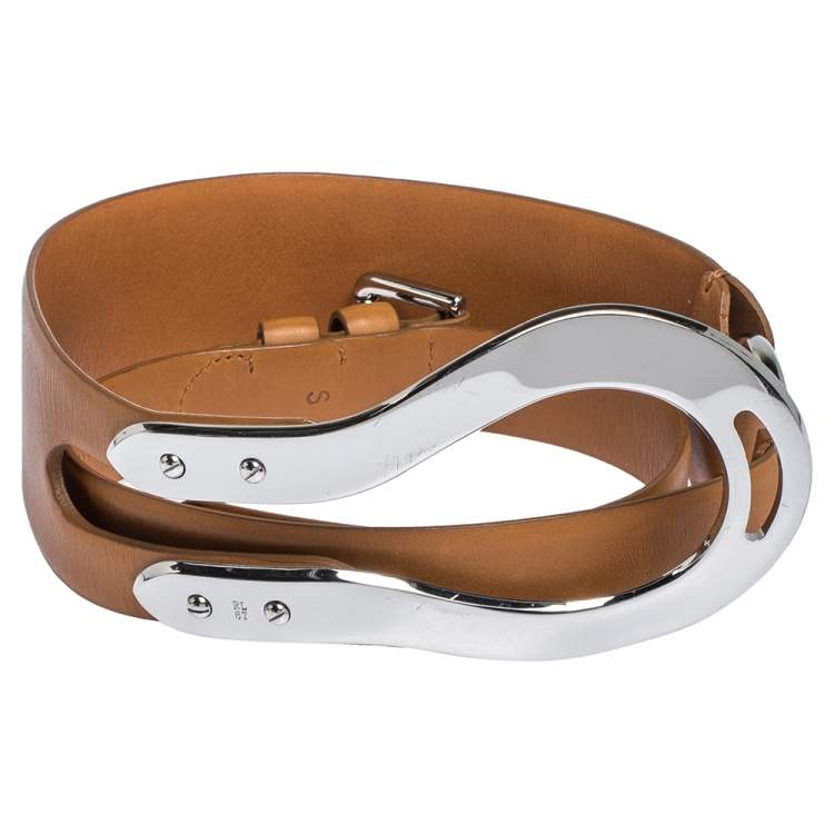 مملوكة مسبقًا Ralph Lauren Brown Leather Horseshoe Buckle Waist Belt 95CM