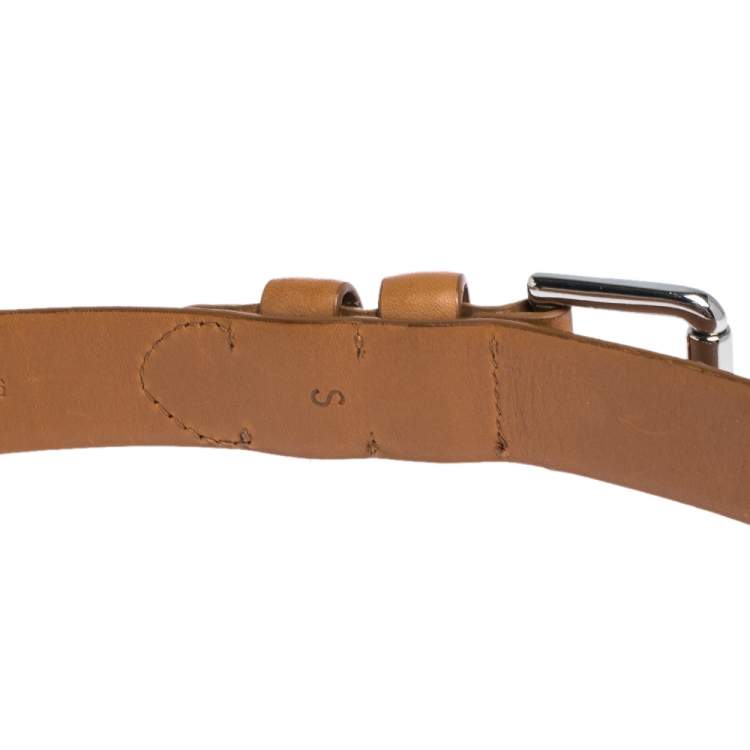 مملوكة مسبقًا Ralph Lauren Brown Leather Horseshoe Buckle Waist Belt 95CM