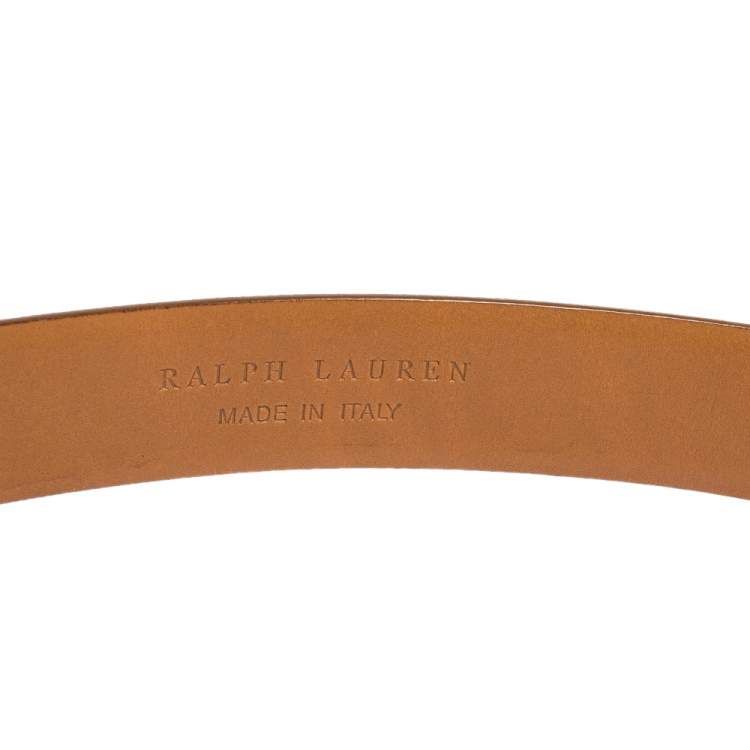 مملوكة مسبقًا Ralph Lauren Brown Leather Horseshoe Buckle Waist Belt 95CM