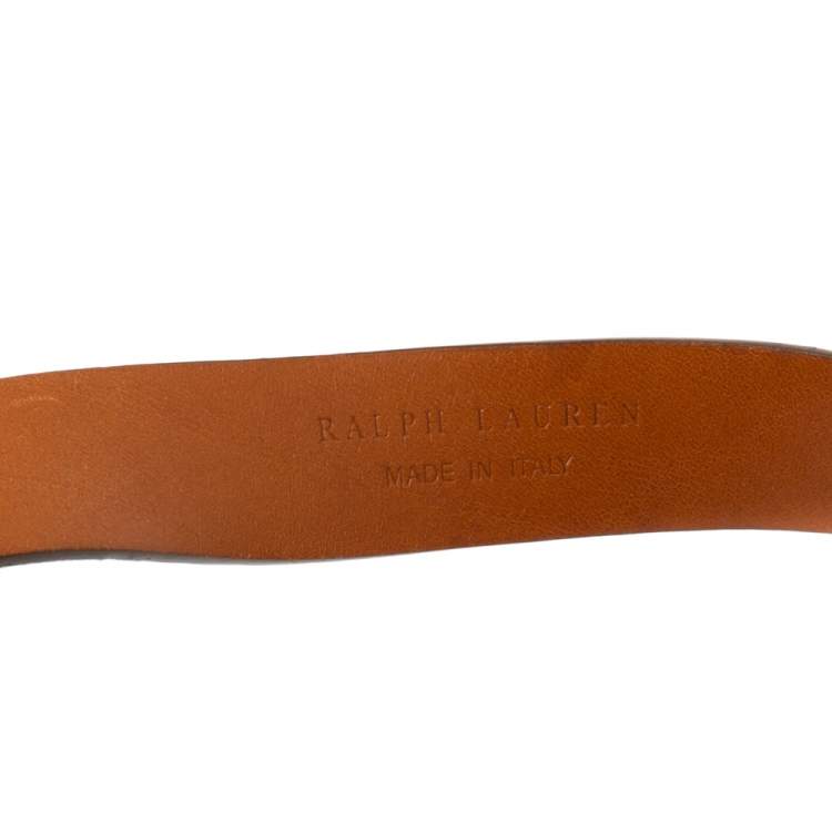 Pre Owned Ralph Lauren Gold Leather Buckle Belt 100CM