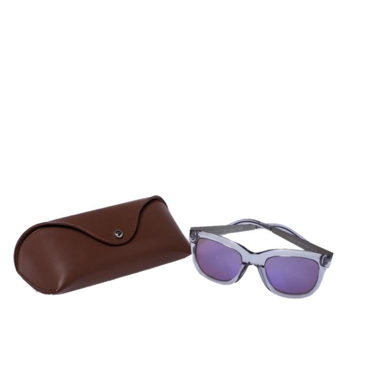 Pre Owned Ralph Lauren Silver Tone & Clear/ Purple Mirrored RL 8077-W Sunglasses