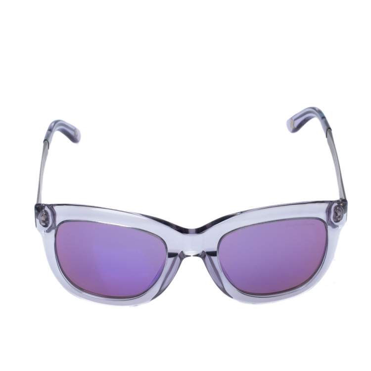 Pre Owned Ralph Lauren Silver Tone & Clear/ Purple Mirrored RL 8077-W Sunglasses