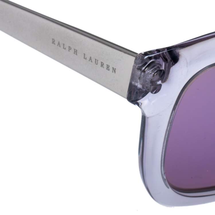 Pre Owned Ralph Lauren Silver Tone & Clear/ Purple Mirrored RL 8077-W Sunglasses