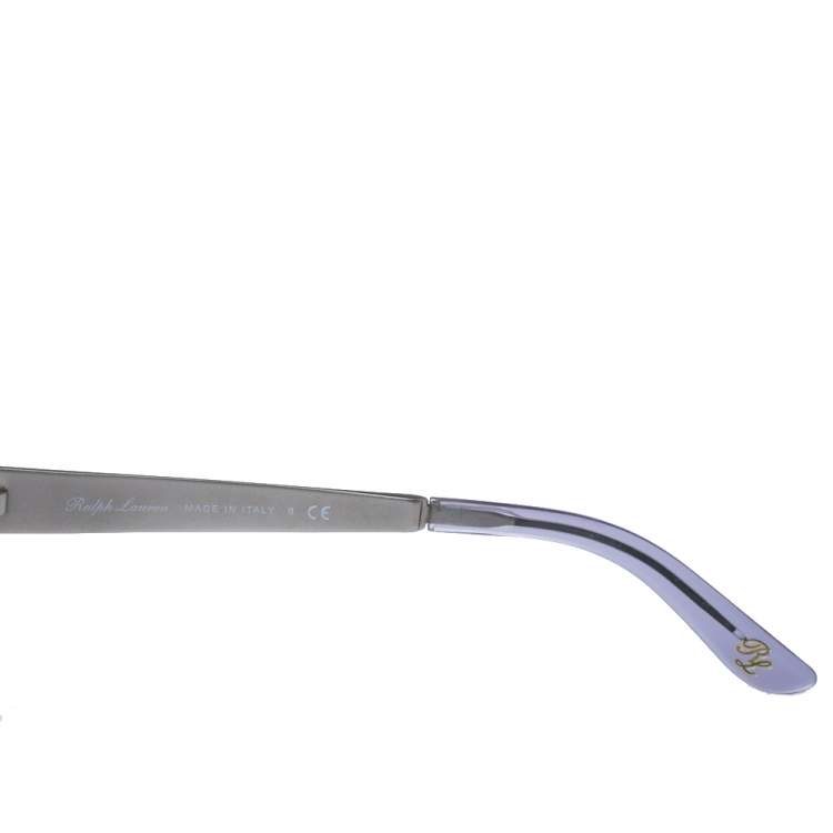 Pre Owned Ralph Lauren Silver Tone & Clear/ Purple Mirrored RL 8077-W Sunglasses