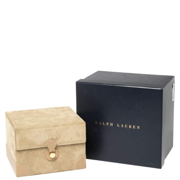 Pre Owned Ralph Lauren Beige Suede Small Brooke Jewellery Box
