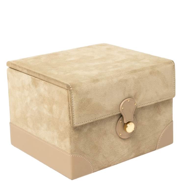 Pre Owned Ralph Lauren Beige Suede Small Brooke Jewellery Box
