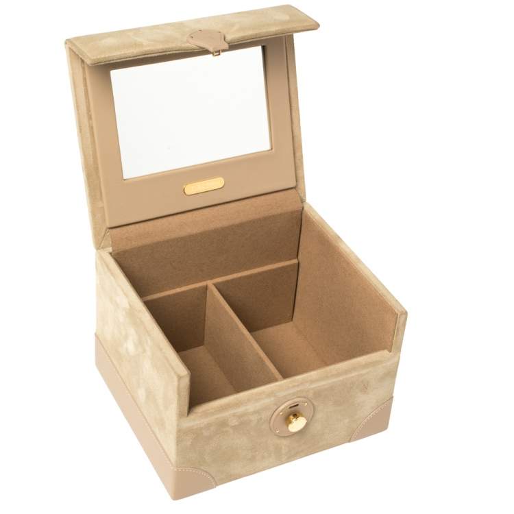 Pre Owned Ralph Lauren Beige Suede Small Brooke Jewellery Box