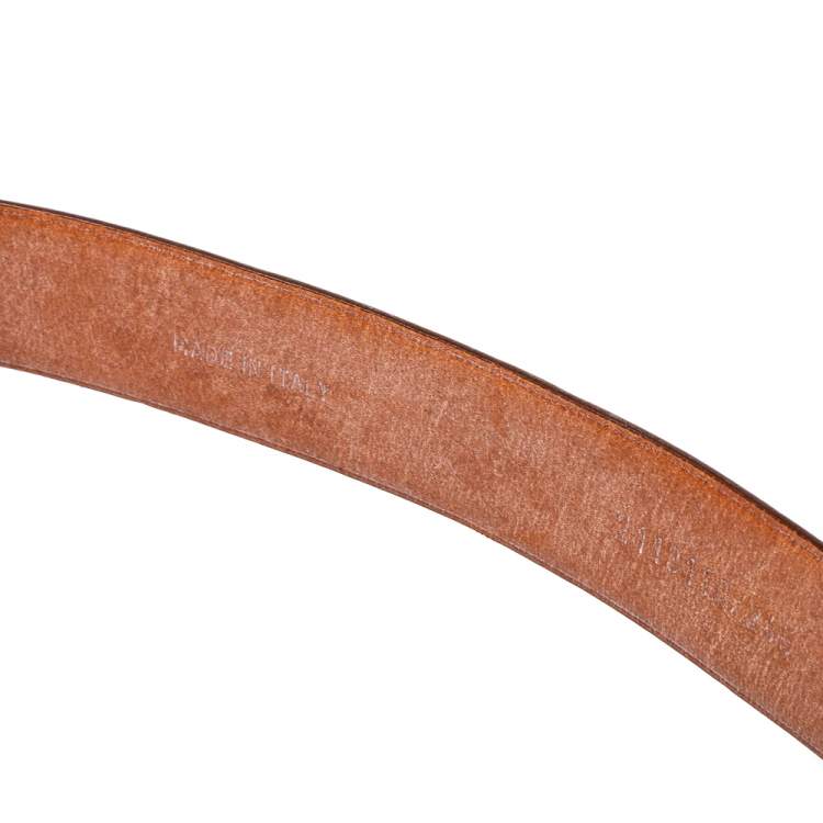 Pre Owned Ralph Lauren Tan Leather Hinge Pull Bar Belt 90CM