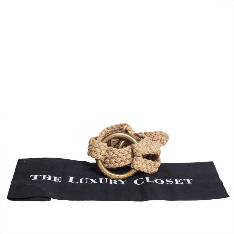 Pre Owned Ralph Lauren Beige Braided Rope Ring Waist Belt 