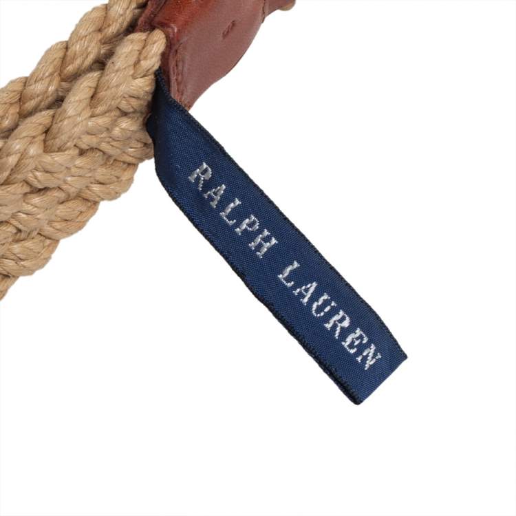 Pre Owned Ralph Lauren Beige Braided Rope Ring Waist Belt 