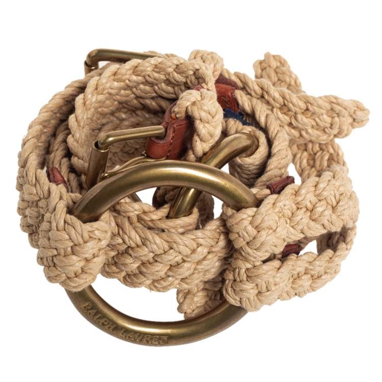 Pre Owned Ralph Lauren Beige Braided Rope Ring Waist Belt 
