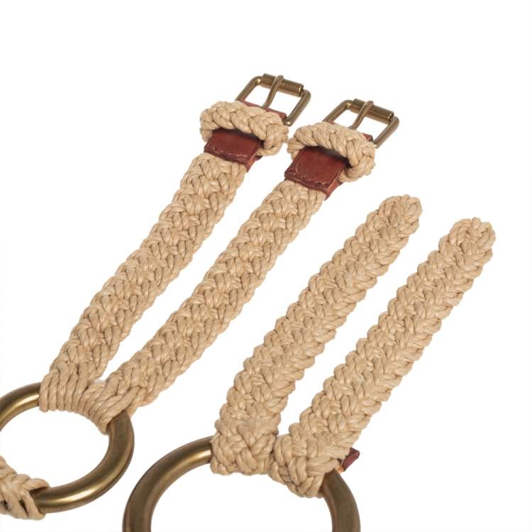 Pre Owned Ralph Lauren Beige Braided Rope Ring Waist Belt 