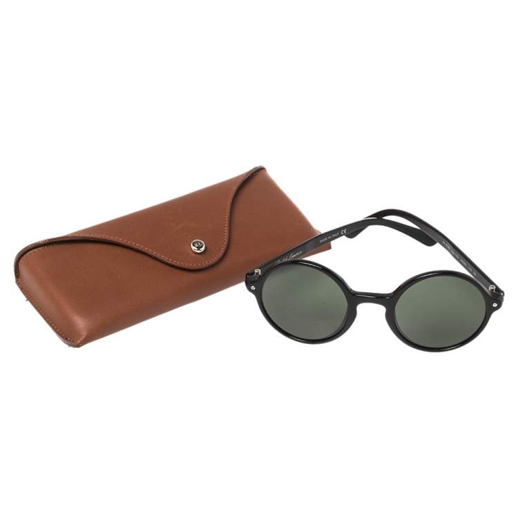Pre Owned Ralph Lauren Black Acetate PL 9763 Round Sunglasses