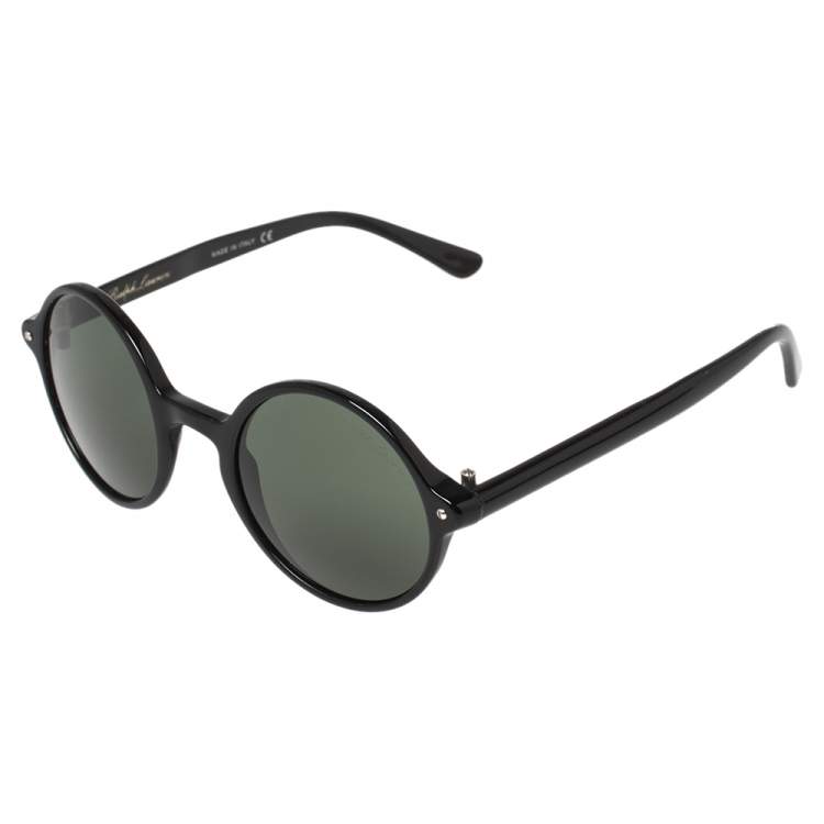 Pre Owned Ralph Lauren Black Acetate PL 9763 Round Sunglasses