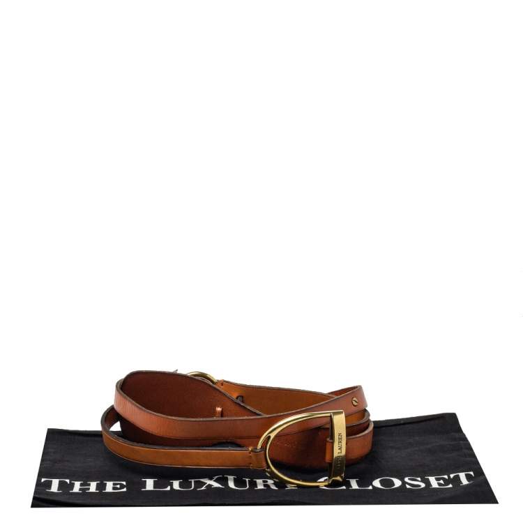 Pre Owned Ralph Lauren Tan Leather Equestrian Waist Belt 85CM