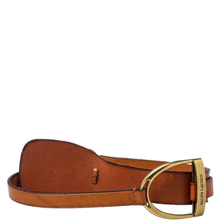 Pre Owned Ralph Lauren Tan Leather Equestrian Waist Belt 85CM